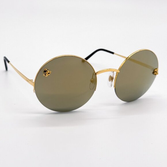 NEW CARTIER CT0022S 002 WOMEN GOLD ROUND SUNGLASSES CT0022S - Picture 6 of 11